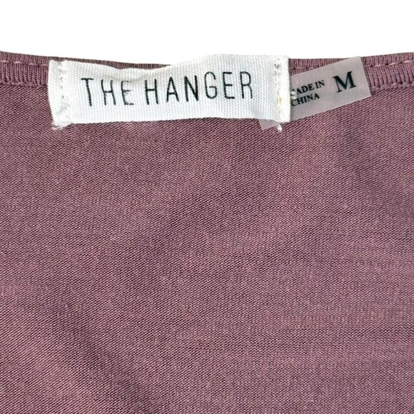 The Hanger Top Womens Sz M Mauve Short-Sleeve V-Neck Lace-Up Tassel Tie Tee Boho - Picture 7 of 9